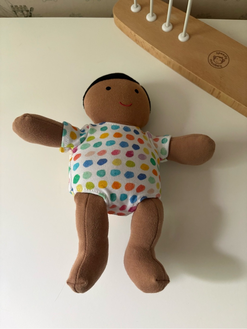 LOVEVERY Organic Cotton Plush Baby Doll with Polka Dot Outfit